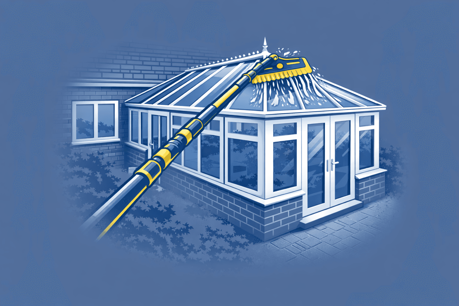 Conservatory roof and frame cleaning