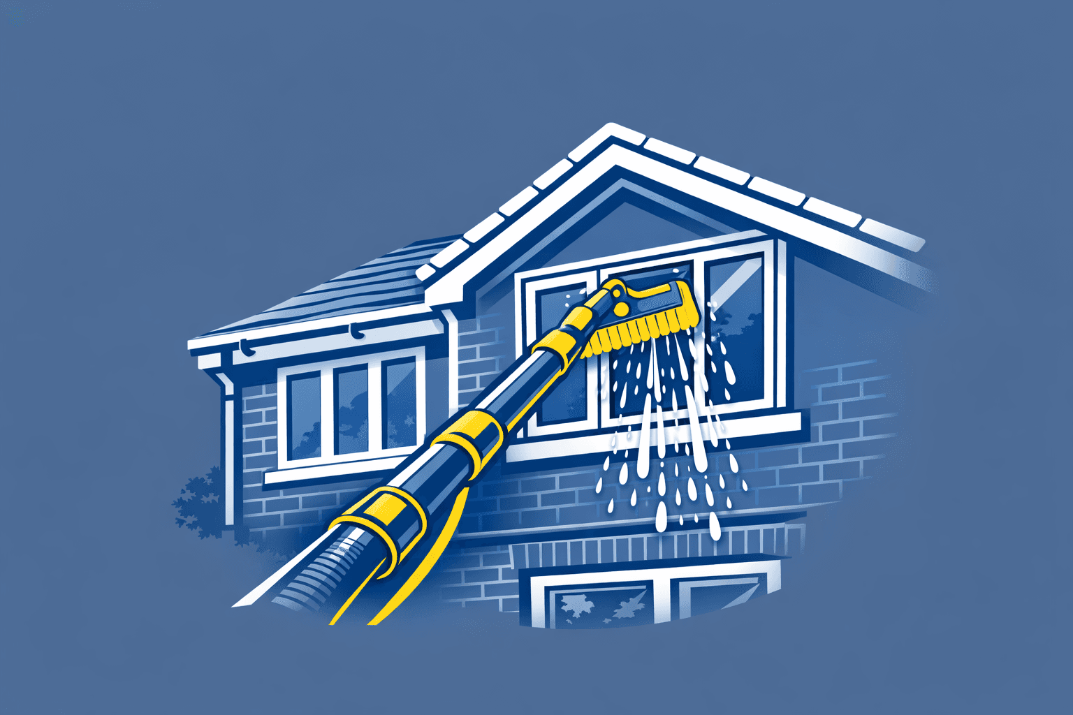 Exterior window cleaning in progress